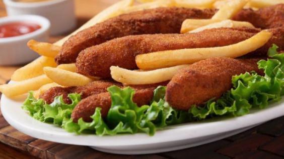 Kids 3 Chicken Fingers · Served with fries.
