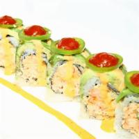 Monkey Jump Roll · Raw or undercooked. Lobster salad, cucumber, spicy crab, top avocado, jalapeno and very spic...