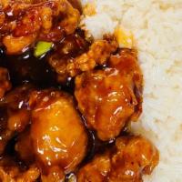 General Tso'S Chicken · Hot & spicy. Chunks of chicken deep fried & served w. Steamed broccoli in sweet & spicy brow...