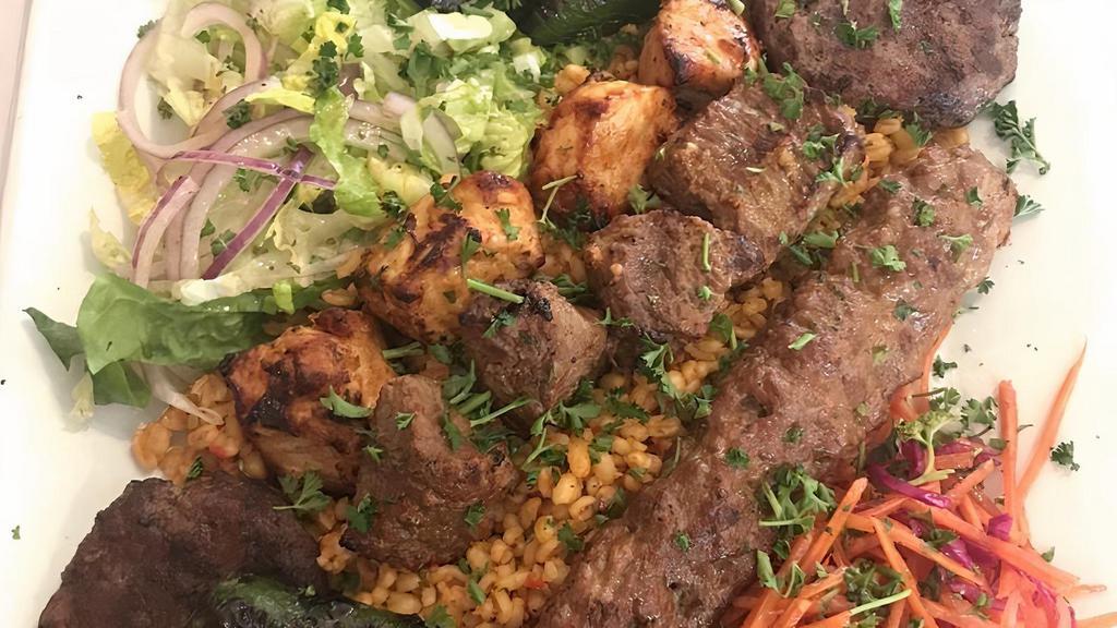 Cappadocia Combination Plate · Kofta served with adana, chicken and shish kebab.