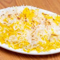 Plain Basmati Rice · Steamed basmati rice.