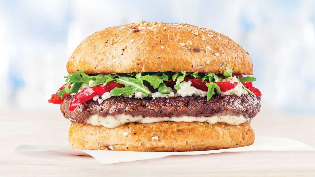 Mediterranean Impossible™ Burger - 1/4 Lb. · Impossibly delicious, 100% plant-based burger with roasted tomatoes, goat cheese, lemon caper dill aioli, arugula, toasted multigrain roll