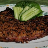 Broiled Chopped Sirloin Steak · Made with ground beef & sautéed onions
