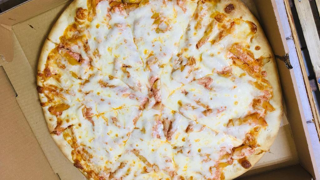 Baked Ziti Pizza · Ziti tossed with sauce and ricotta cheese topped with mozzarella cheese.