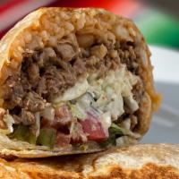 Burritos · Choice of protein stuffed with mexican rice, peruano beans, cabbage, cilantro, onions, tomat...