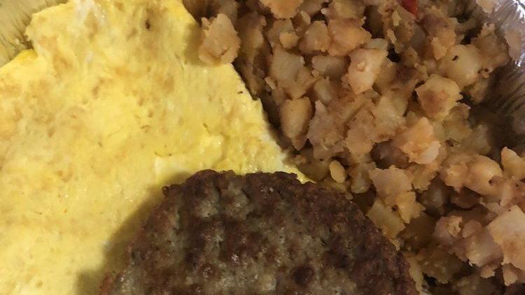 2 Eggs With Meat Platter · Served with home fries and toast. Add Turkey bacon, pastrami or steak for an additional charge.