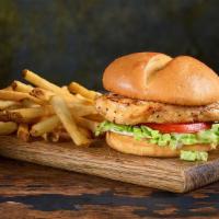 Grilled Chicken Sandwich Combo · Grilled chicken breast on a toasted bun with lettuce, tomato and mayo.  Add a slice of Ameri...