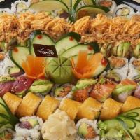 Medium Platter · Chef choice of three fish specialty rolls, one vegetable specialty rolls, four fish sushi ro...
