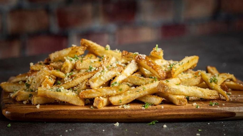 Parm Fries · Sammie Fries with olive oil, sea salt, garlic, parmesan cheese, fresh parsley.
