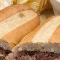 French Dip · Thin sliced roast beef served hot or cold on French bread with a side of au jus.