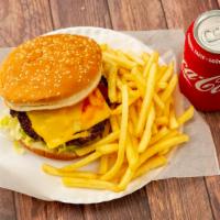 Cheeseburger Combo · With French fries and can of soda.