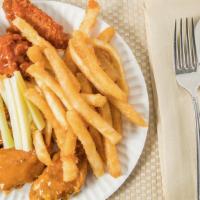 6 Pcs. Hot Wings Combo · With French fries and can of soda.