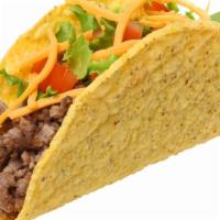 Ground Beef Taco · Marinated Ground Beef Topped with Jack & Cheddar Cheeses, white Onion, House-Made Chipotle R...