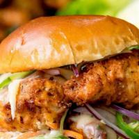 Pepper Chicken Burger With Angry Sauce · The Spicy twist on our namesake, Chicken Breast Lightly Breaded Topped with Tomato, Onion, a...