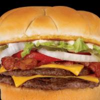 Double Cheeseburger · Double Beef Burgers, Lettuce, Tomato, Onion, American Cheese, Pickles, Brioche Bun. Served w...