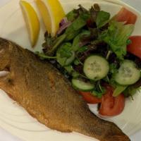 Pargo Frito · Fried whole small red snapper; served with salad