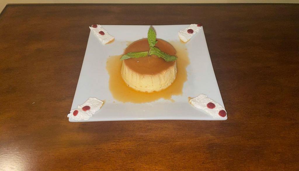 Flan · Dessert of sweetened egg custard with a caramel topping