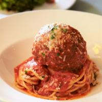 Double Spaghetti Meatball · Spaghetti, Tomato Sauce, Meatball, Parmigiano Reggiano