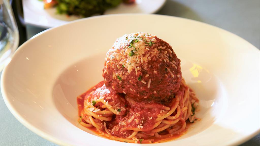 Double Spaghetti Meatball · Spaghetti, Tomato Sauce, Meatball, Parmigiano Reggiano
