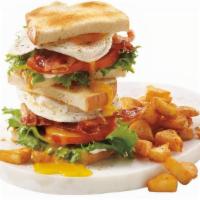 New! B.E.L.T. · Wake up to toasted sourdough, 2 eggs† cooked over easy, crispy Applewood-smoked bacon, fresh...