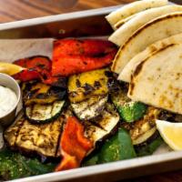 Pasita Lachanika · Vegetarian. Mixed grilled vegetables, zucchini, eggplant, colored peppers, olive oil and bal...