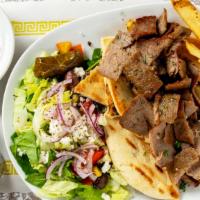 Gyro Platter
 · Authentic homemade Greek cuisine. Sliced gyro meat on toasted pita bread, served with Greek ...