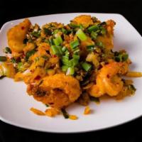 Chili Garlic Fried Shrimp · Butterfly shrimp, fresh garlic , chili