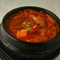 Kimchi Stew · kimchi, pork and tofu stew. Add extra pork for an additional charge.