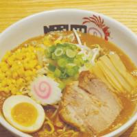 Curry Ramen & Small Appetizer · Curry based noodle soup with bean sprouts, soft boiled marinated egg, broccoli, fishcake, c...