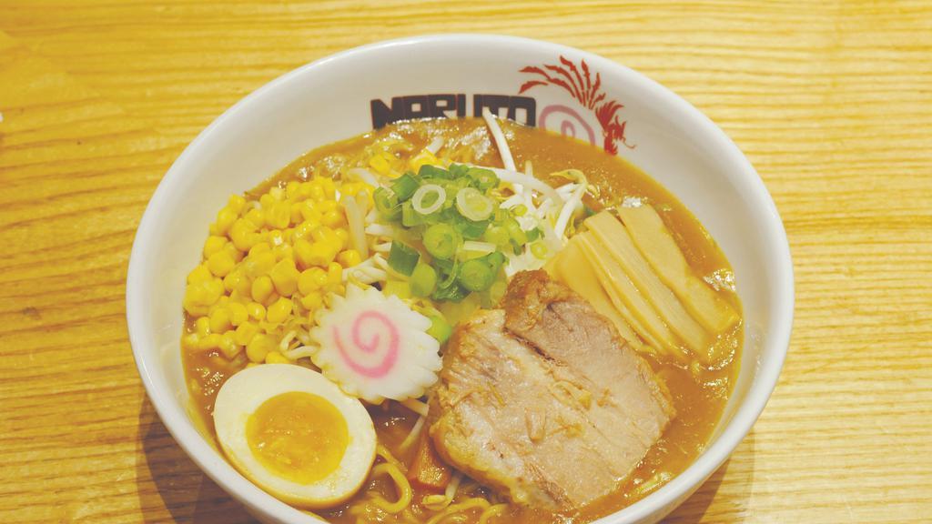 Curry Ramen & Small Appetizer · Curry based noodle soup with bean sprouts, soft boiled marinated egg, broccoli, fishcake, corn, scallion and roasted pork or chicken breast. (Pork and Chicken Broth)
Choice of a small appetizer.