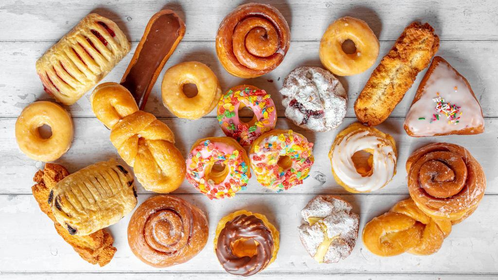 Donuts · Pick from a variety of Mike's classic donuts.
Chocolate Sprinkle
Vanilla Sprinkle
Strawberry Sprinkle
Jelly Donut
Bavarian Creme Donut
Marble Cruller
Plain Cruller
Boston Creme
Old Fashioned
Coconut
Cinnamon Crumb
Chocolate Cake
Fruity Pebbles 
Classic Glazed