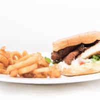 Chicken Sandwich With Cheese · Char-grilled chicken  with optional toppings of lettuce, tomatoes, sautéed onions, pickles a...