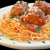 Spaghetti Meatballs · Ground beef, bread crumbs, marinara sauce, garlic