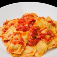 Cheese Ravioli · Ricotta, homemade pasta dough, mozzarella & Parmesan