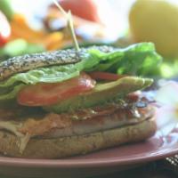 Vegan Club Sub · Vegan Turkey, avocado, vegan bacon, tomatoes, lettuce, veggie mayo on your choice of bread