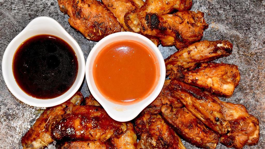 16 Wings · Jumbo, fresh roasted wings. Choose up to two flavors.