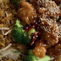 General Tso'S Chicken · Chunks of boneless chicken sauteed in house spicy sauce served over steamed broccoli. Served...