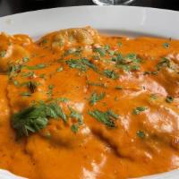 Lobster Ravioli · Creamy pink sauce.