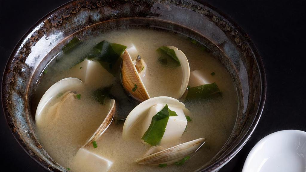 Miso Soup · with Tofu and Mahogany Clams. Gluten free.