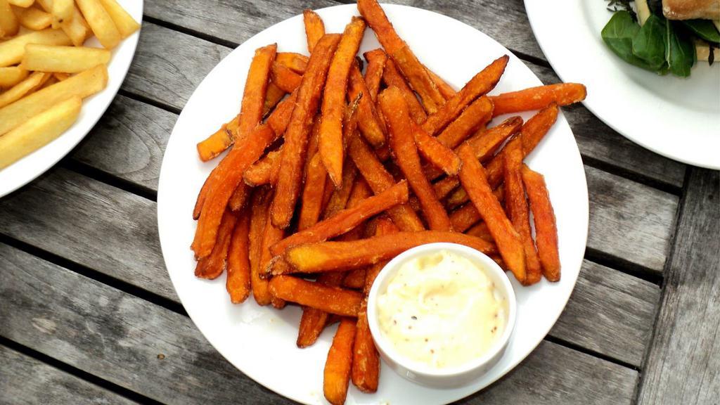 Sweed Potato Fries · Fresh made sweet potato fries tossed in olive oil and sprinked with salt.