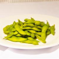Edamame · Steamed green soybeans with salt.