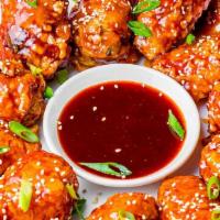 Korean Hot Sweet&Chili · Traditional bone-in wings, Breded With Flour & hand-tossed in your choice of
sauce or rub. C...