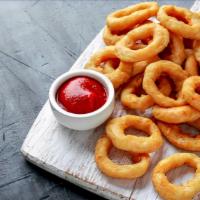 Onion Ring · Battered onion rings deep fried and seasoned to perfection .