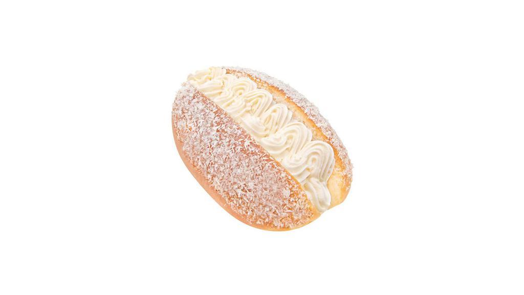 奶油包 Cream & Coconut Bun · Almost like a dessert, this bun has sweet vanilla buttercream piped inside and is sprinkled with coconut flakes.