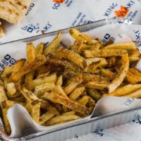 Hand Cut Fries · Hand Cut and cooked in Greek extra virgin olive oil.
