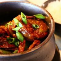 Szechuan Eggplant · A spicy triangular eggplant, green/red pepper and onion cooked with special Himalayan Szechu...