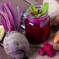 Blood Cleanser Juice · Fresh juice made with Carrots, apple, beets, celery, and spinach.