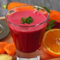 Refresh Juice · Fresh juice made with Beets, pineapple, cucumber, and grapefruit.