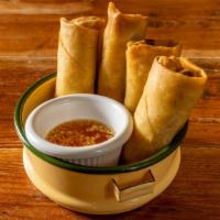Crispy Spring Rolls · Stuffed with vegetables, glass noodle, cubbage and carrot served with plum sauce.