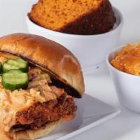 Riverboat Fried Chicken Sammie Combo · A Riverboat Fried Chicken Sammie with your choice of two sides.